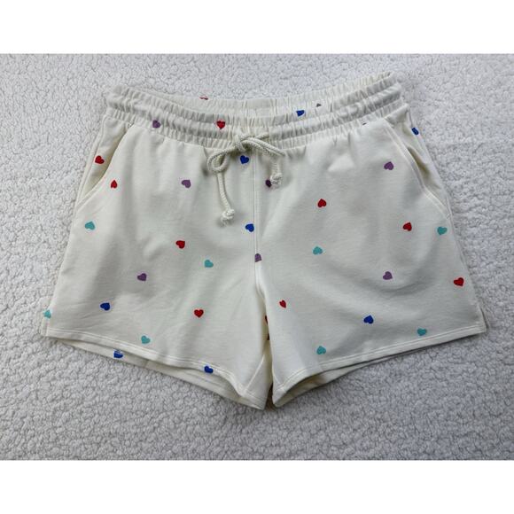 WildFox Hearts Print Short Lounge Set Women Small Longsleeve Sweatshirt Oatmeal - Picture 7 of 16